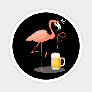 Flamingo Drinking Beer Summer Magnet